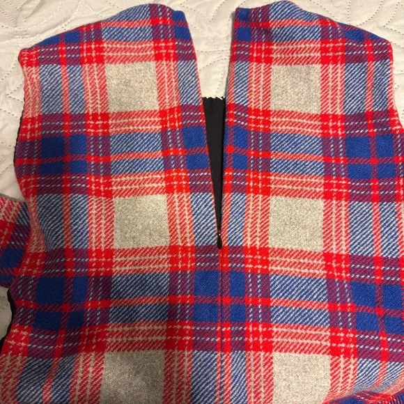 Novis NY The Jackson Womens Wool Red and Blue Plaid Open-Sided Crop Top Sz 10 - Picture 4 of 12